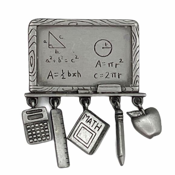 JJ Chalkboard and School Math Supplies Pin Vintage - Picture 1 of 5